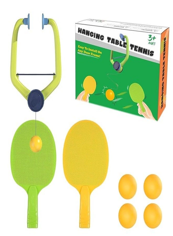 VELLOREX Hanging Table Tennis Self Training Indoor Gaming 2 Racket & 4 Practice Ball Portable - Double Sparring Hanging Toys Parent Child Interaction Indoor Toys - Image 1